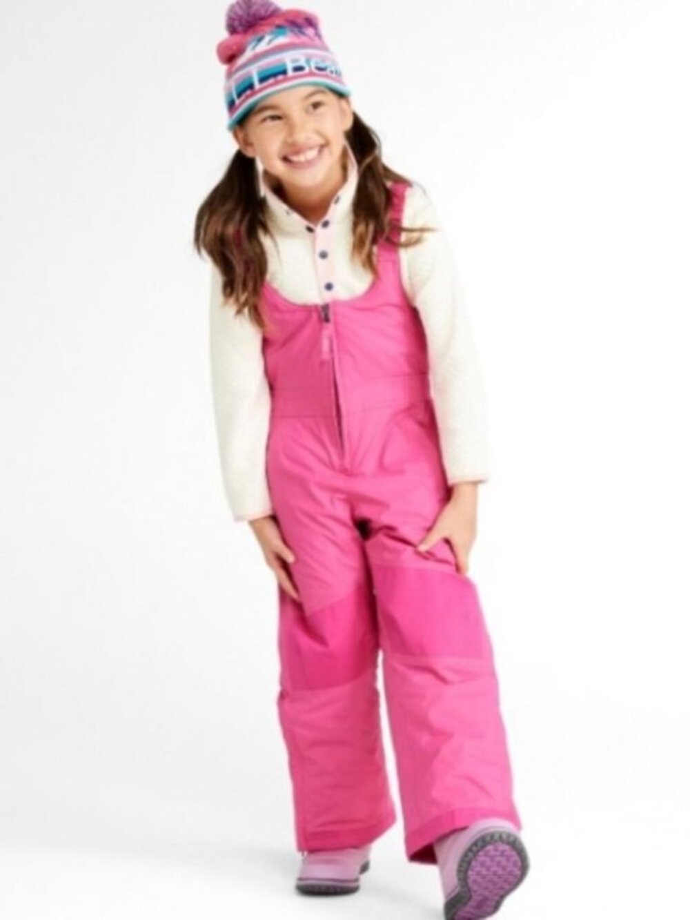 L.L. BEAN Snow Bibs- PINK - SIZE Girls Size 12 - Picture 1 of 12